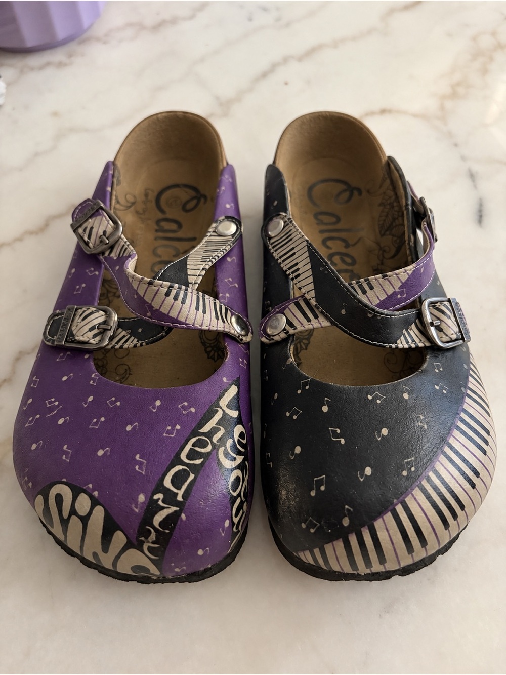 Calceo Purple Piano Music Note Cross-Strap Clogs EU 37 Women’s 6.5–7